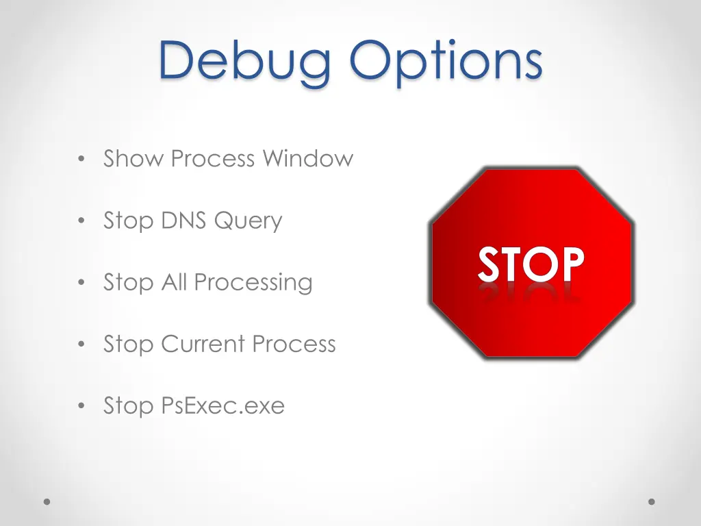 debug options