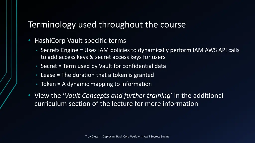 terminology used throughout the course 1
