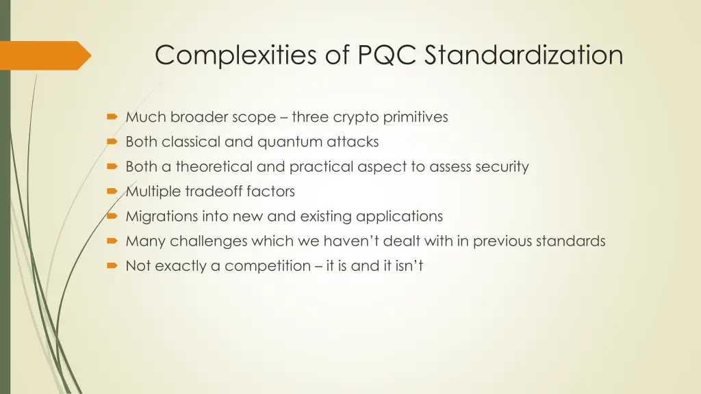complexities of pqc standardization