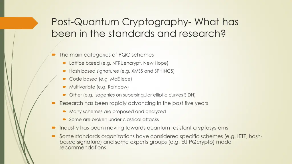 post quantum cryptography what has been