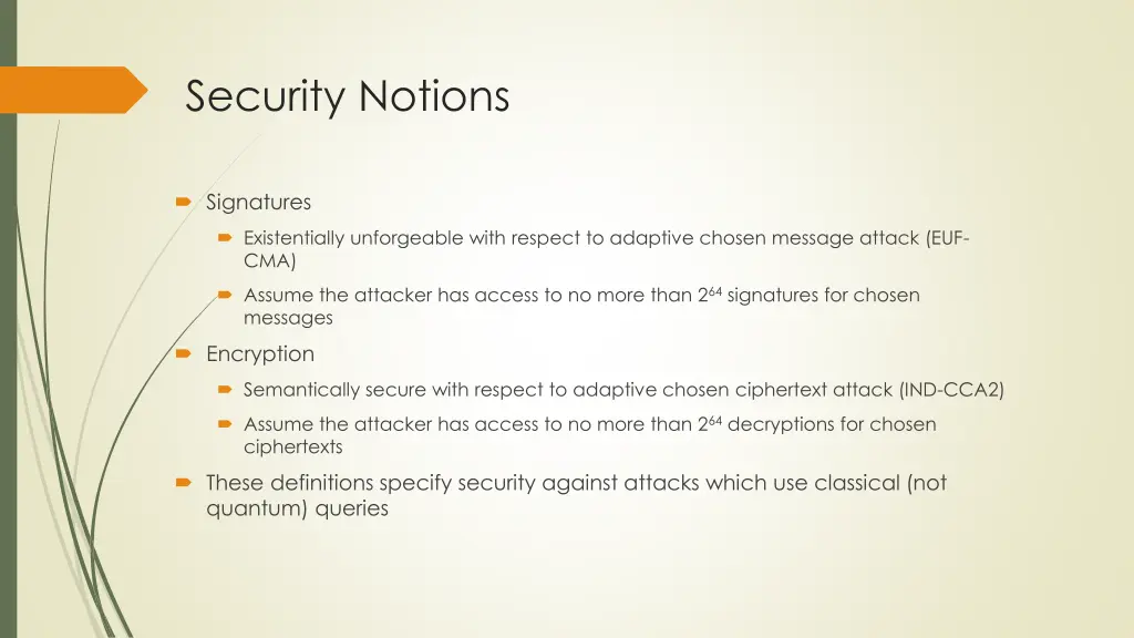 security notions