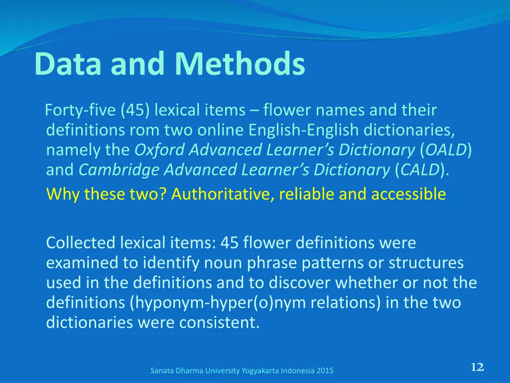 data and methods