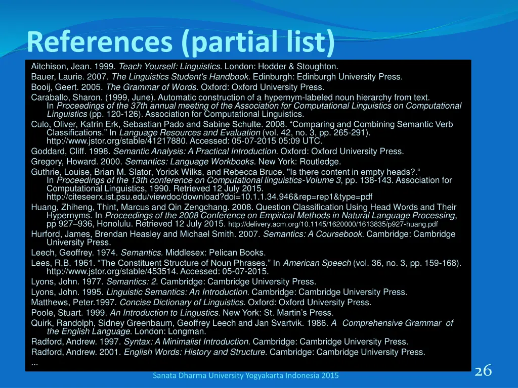 references partial list aitchison jean 1999 teach