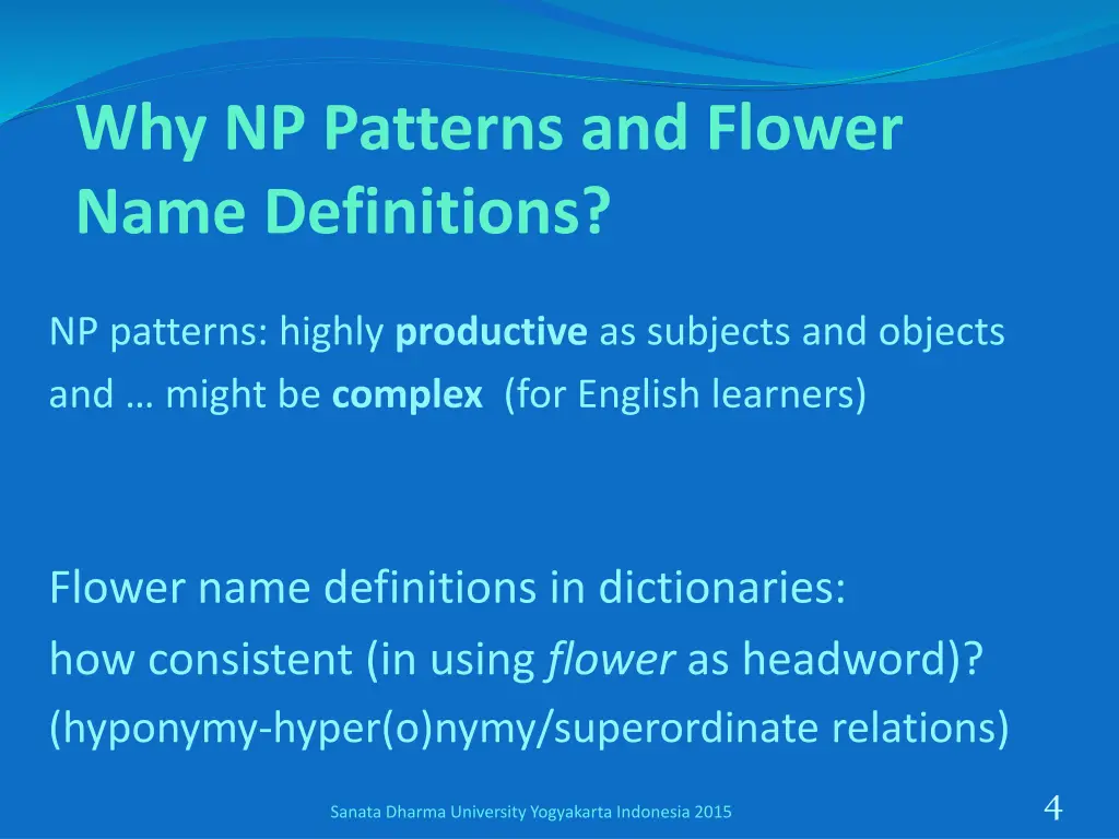 why np patterns and flower name definitions