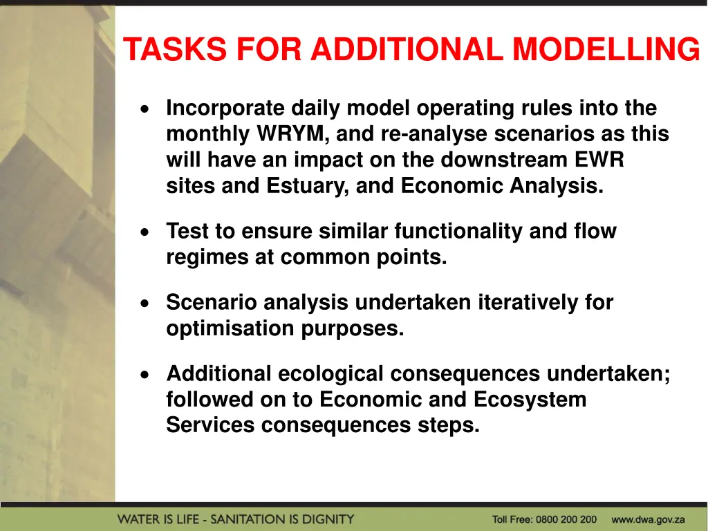 tasks for additional modelling