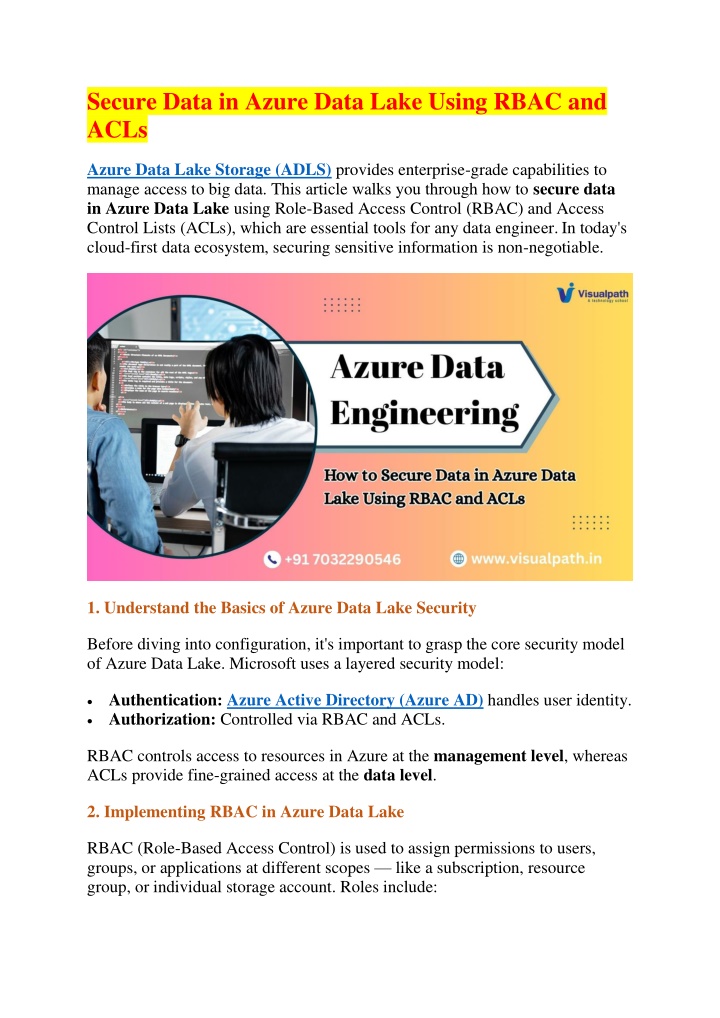 secure data in azure data lake using rbac and acls