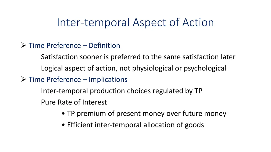 inter temporal aspect of action