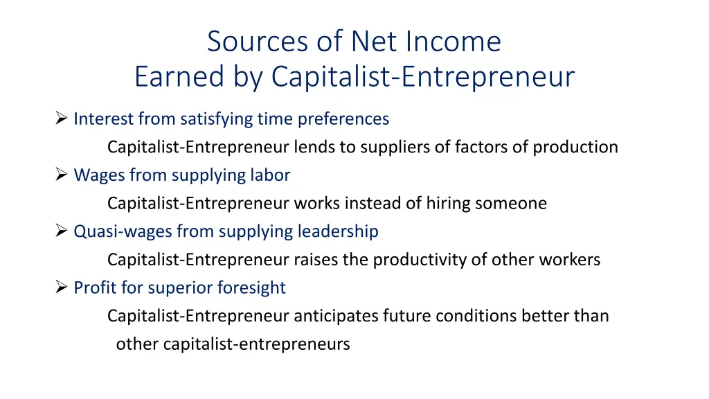 sources of net income earned by capitalist
