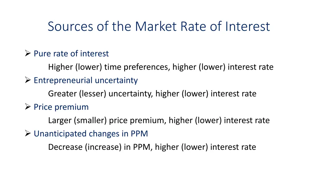 sources of the market rate of interest