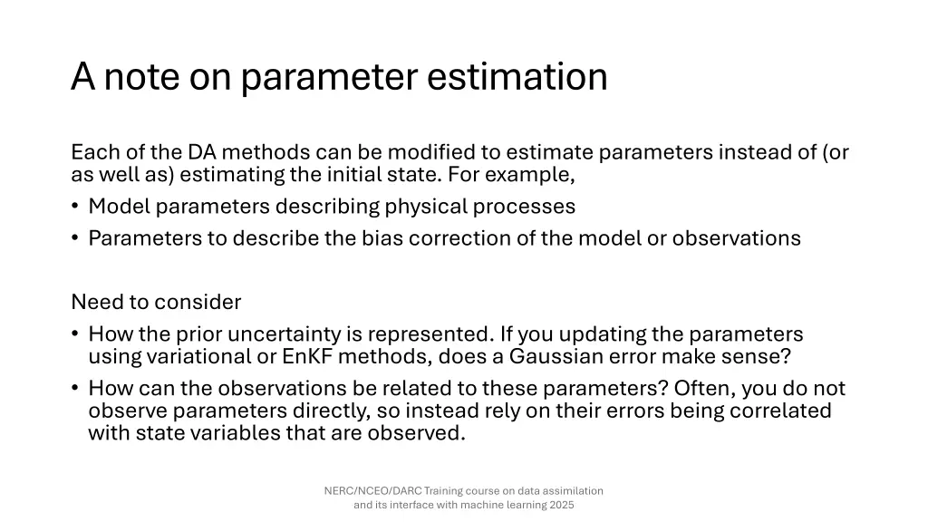 a note on parameter estimation