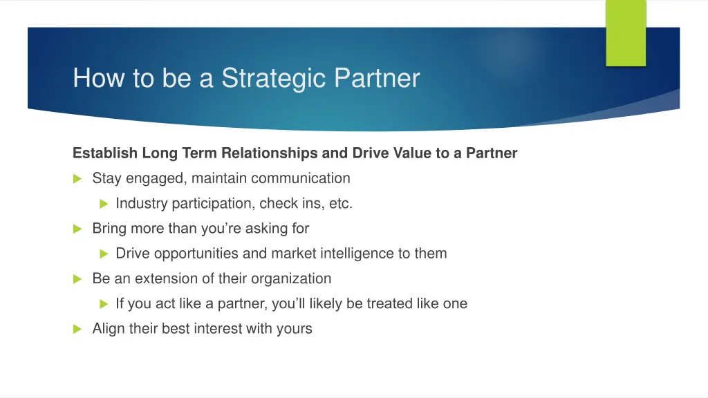 how to be a strategic partner