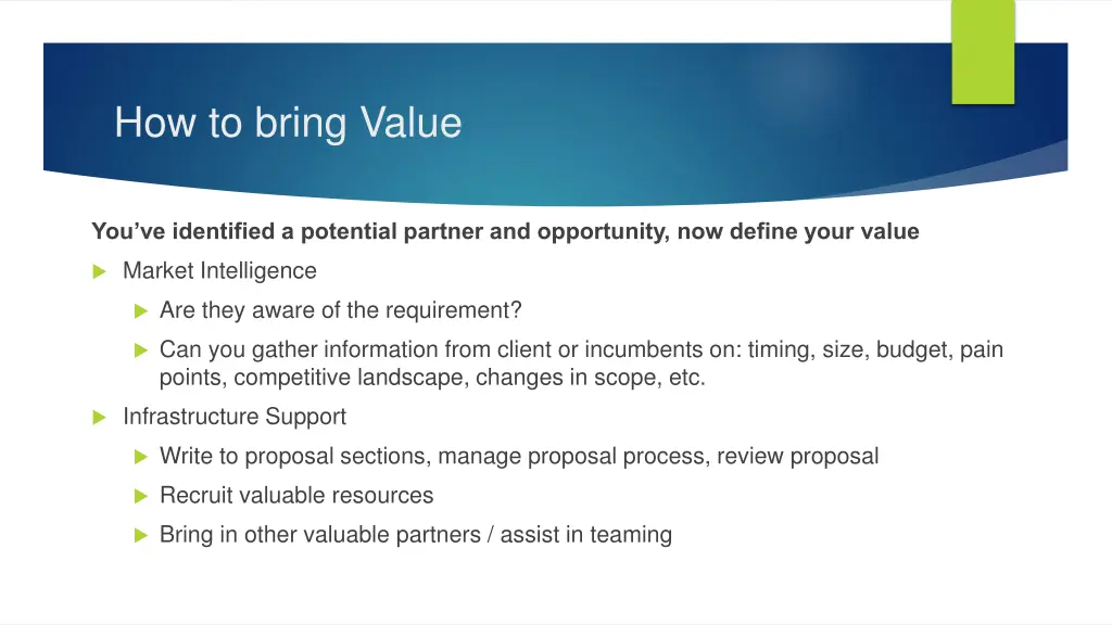 how to bring value