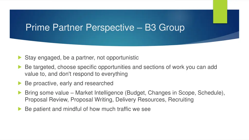 prime partner perspective b3 group