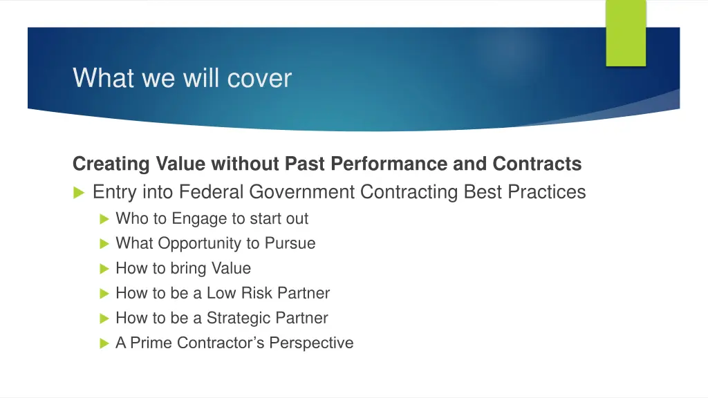 what we will cover