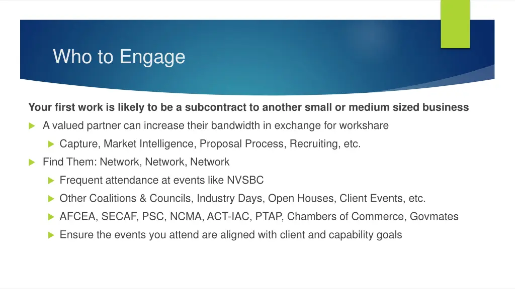 who to engage 1