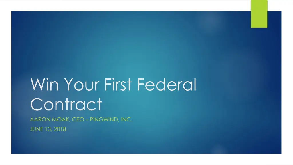win your first federal contract aaron moak