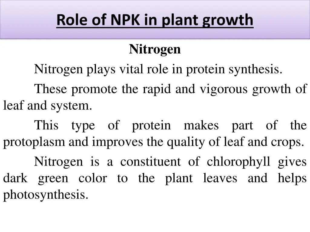 role of npk in plant growth