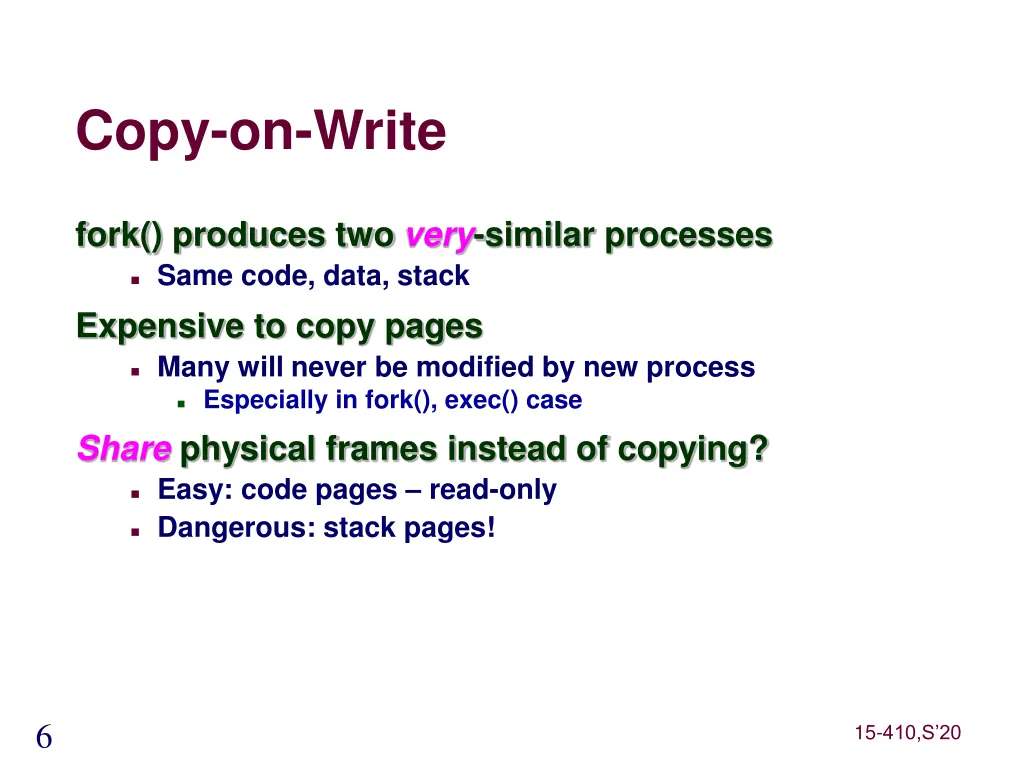 copy on write