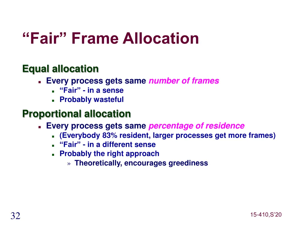 fair frame allocation