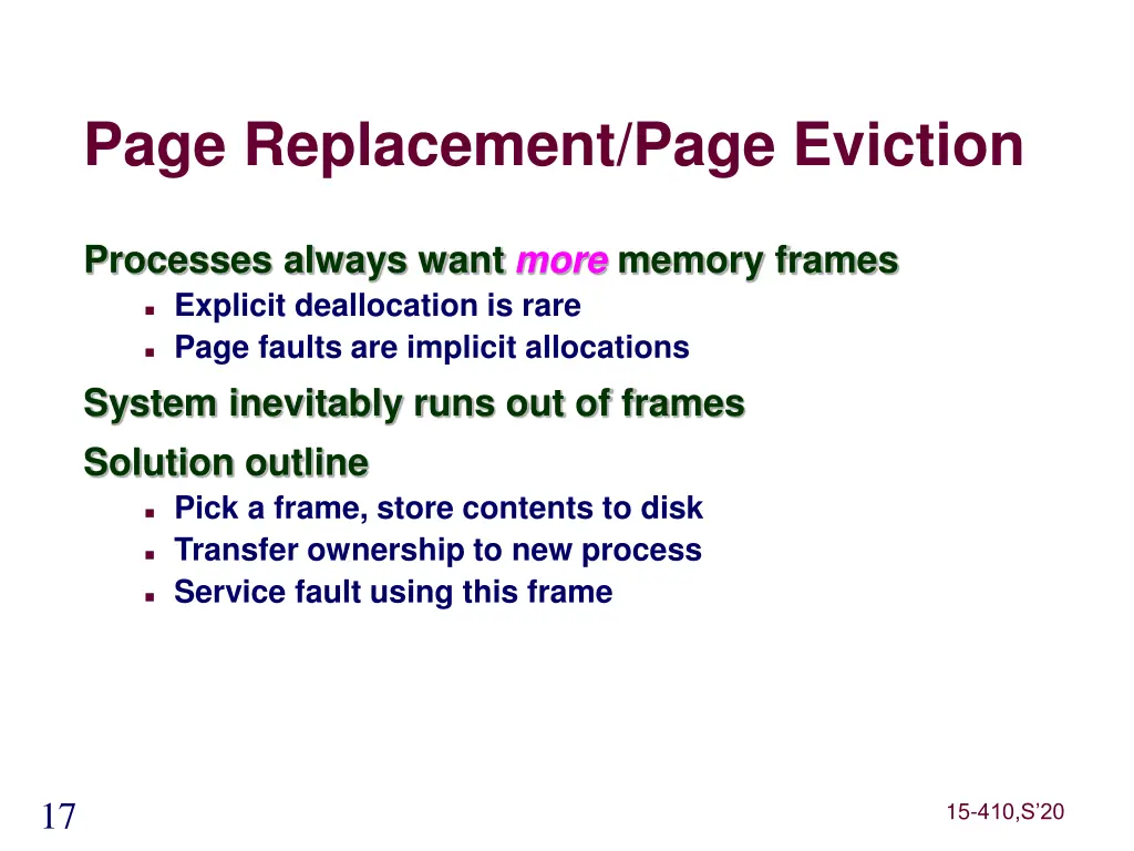 page replacement page eviction