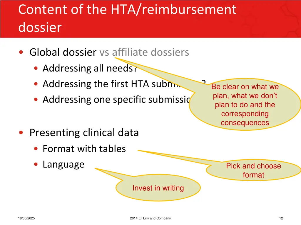 content of the hta reimbursement dossier