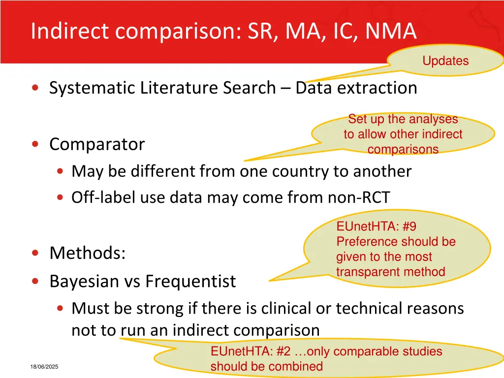 indirect comparison sr ma ic nma