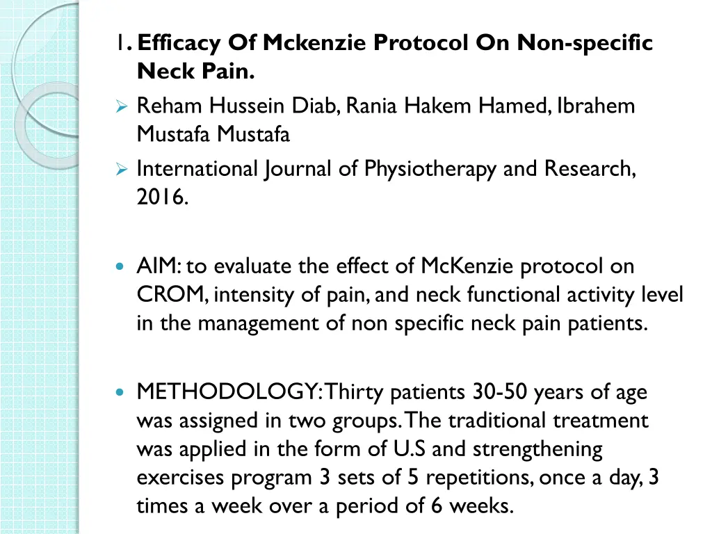 1 efficacy of mckenzie protocol on non specific