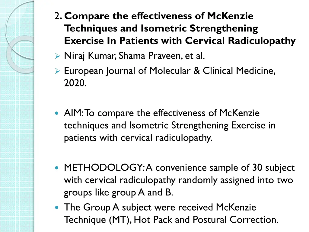 2 compare the effectiveness of mckenzie