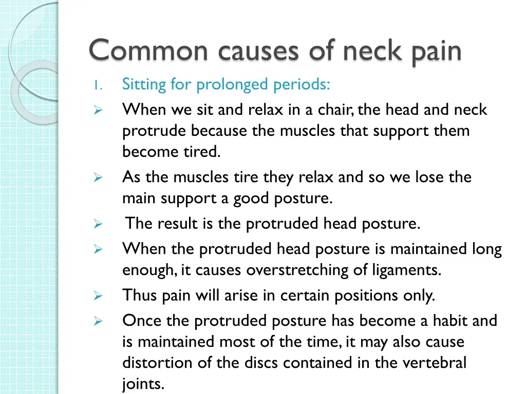 common causes of neck pain sitting for prolonged