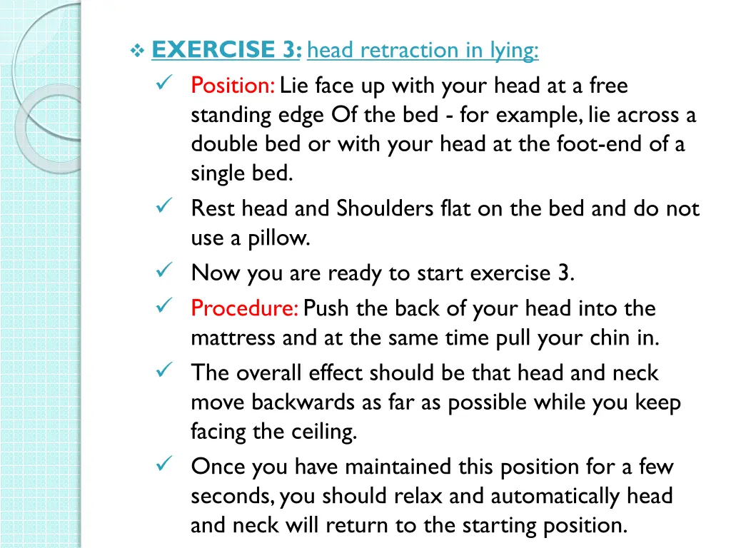 exercise 3 head retraction in lying position