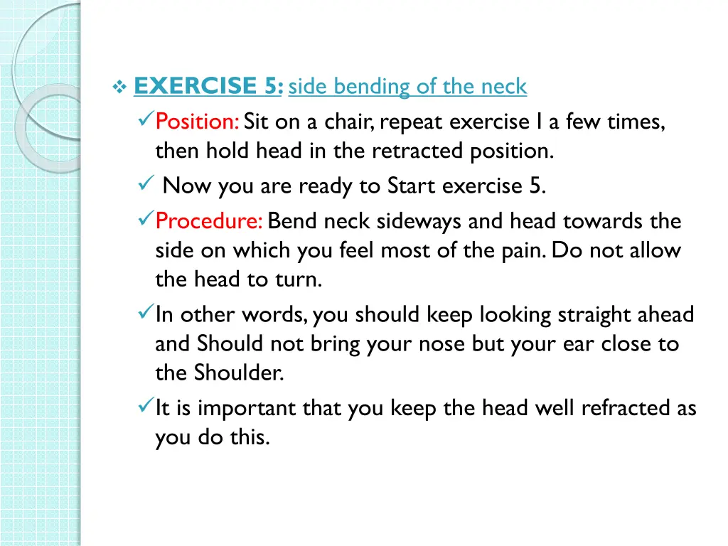 exercise 5 side bending of the neck position