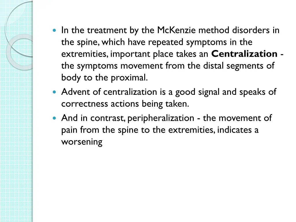 in the treatment by the mckenzie method disorders