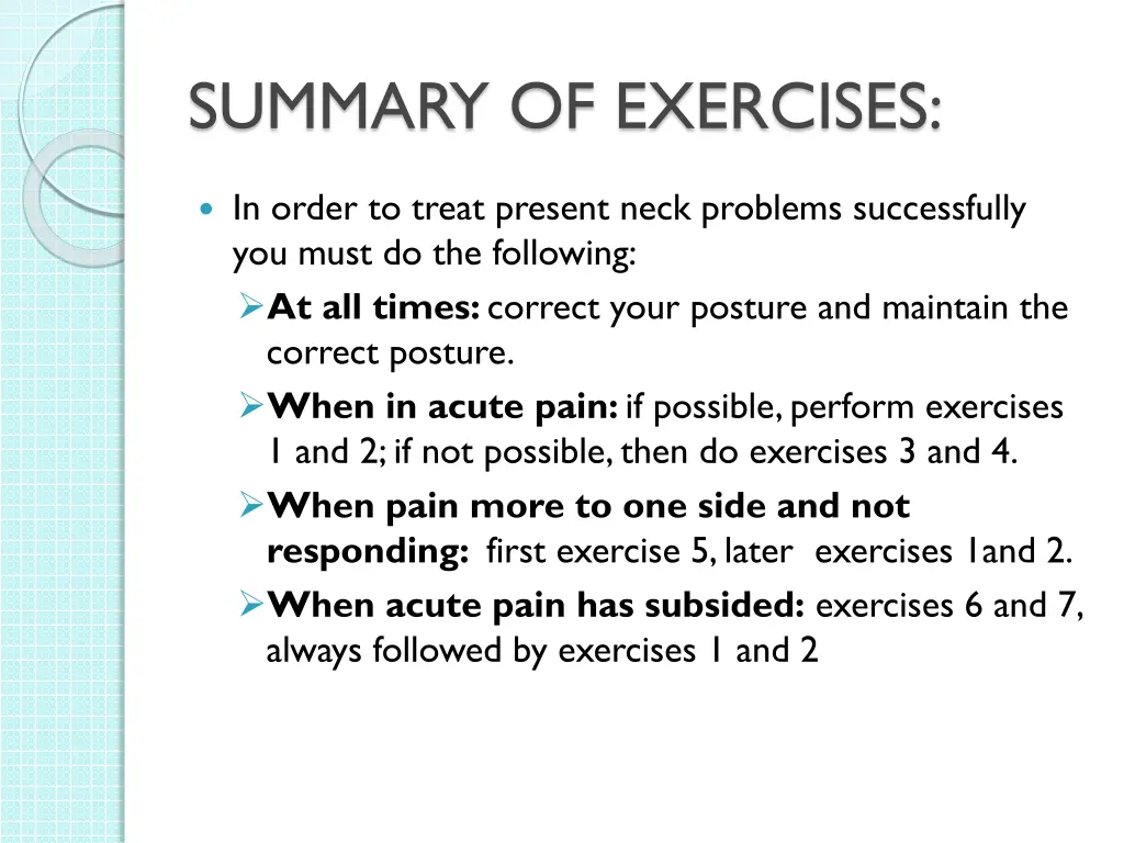 summary of exercises