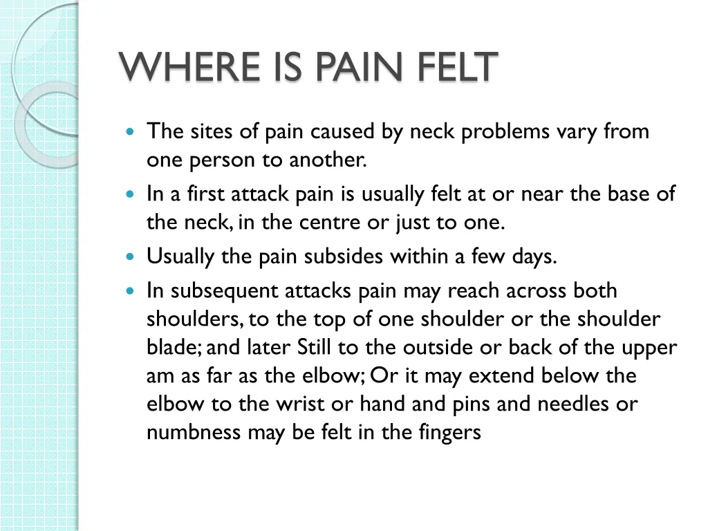 where is pain felt