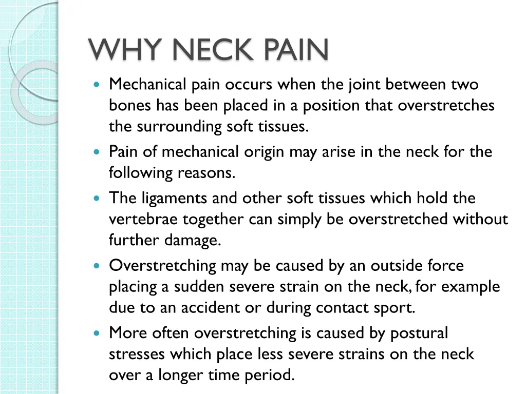 why neck pain mechanical pain occurs when