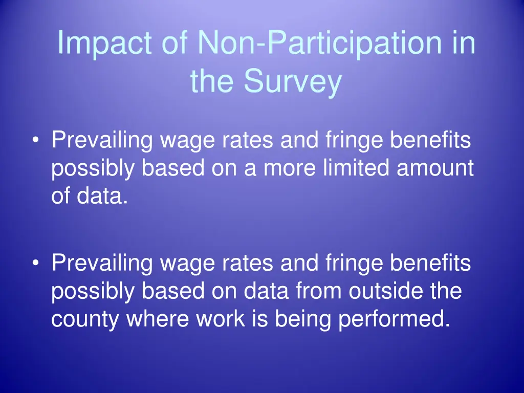 impact of non participation in the survey