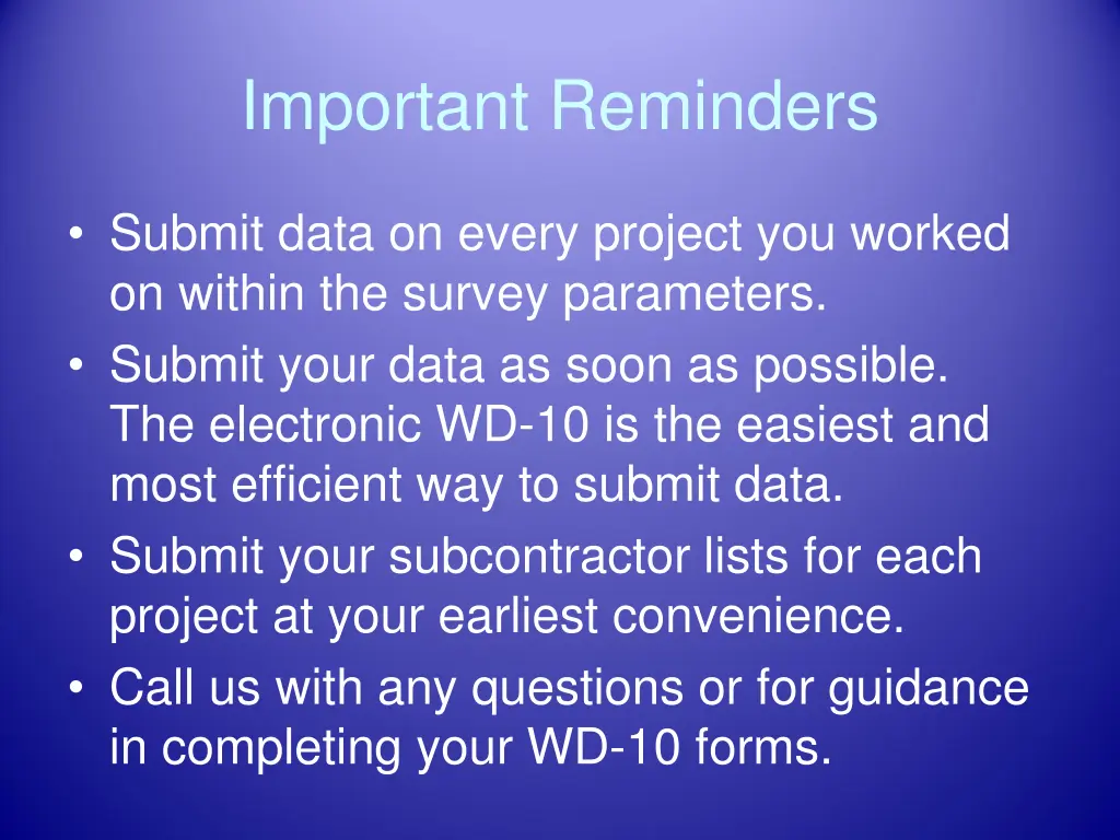 important reminders
