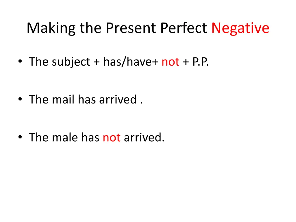 making the present perfect negative