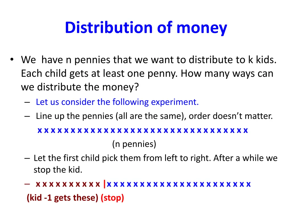 distribution of money 1