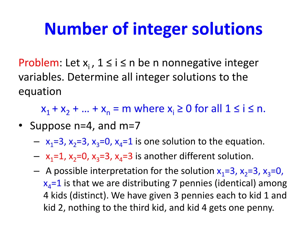 number of integer solutions