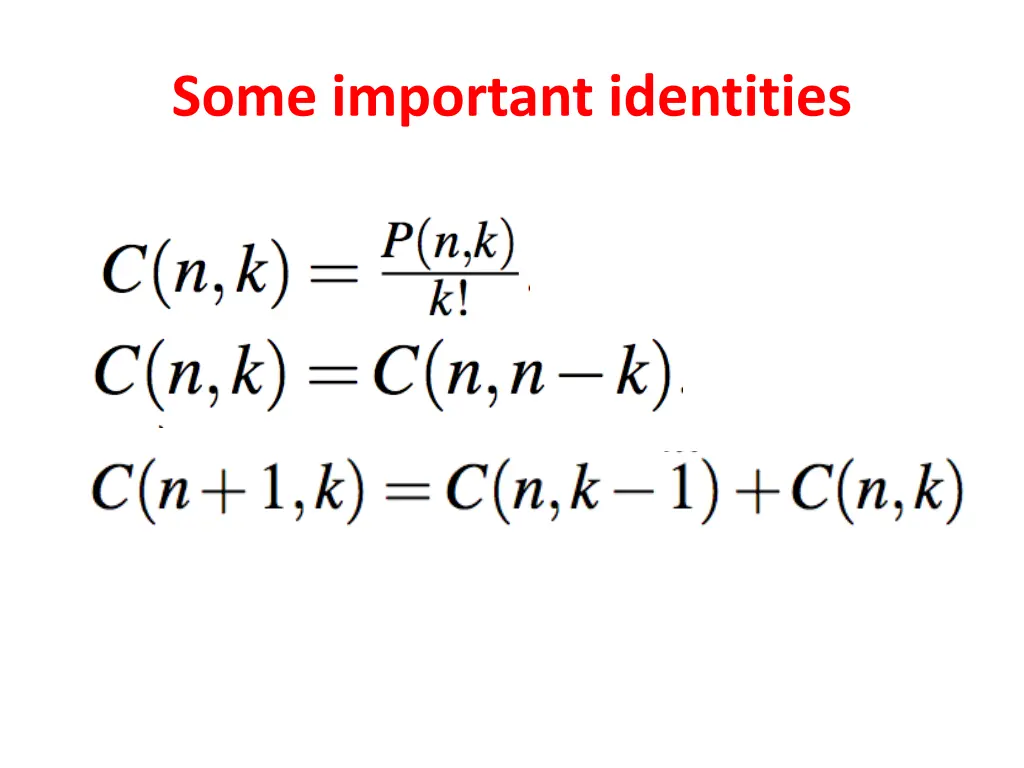 some important identities