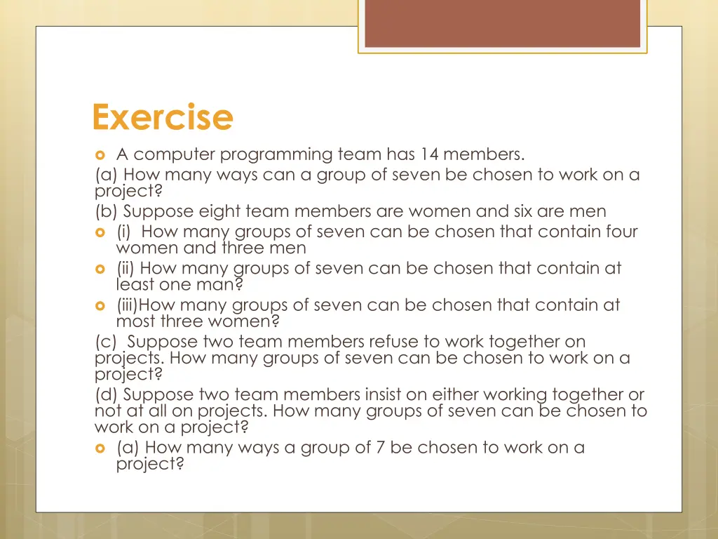 exercise a computer programming team