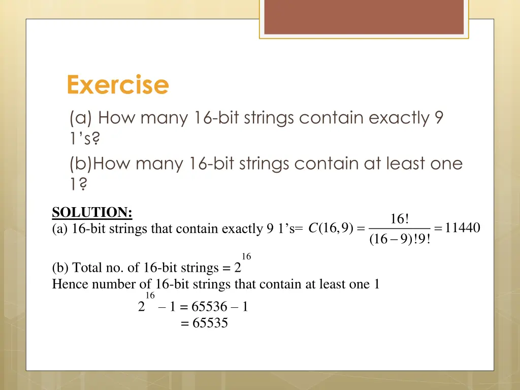 exercise a how many 16 bit strings contain
