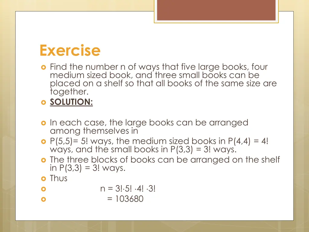 exercise find the number n of ways that five