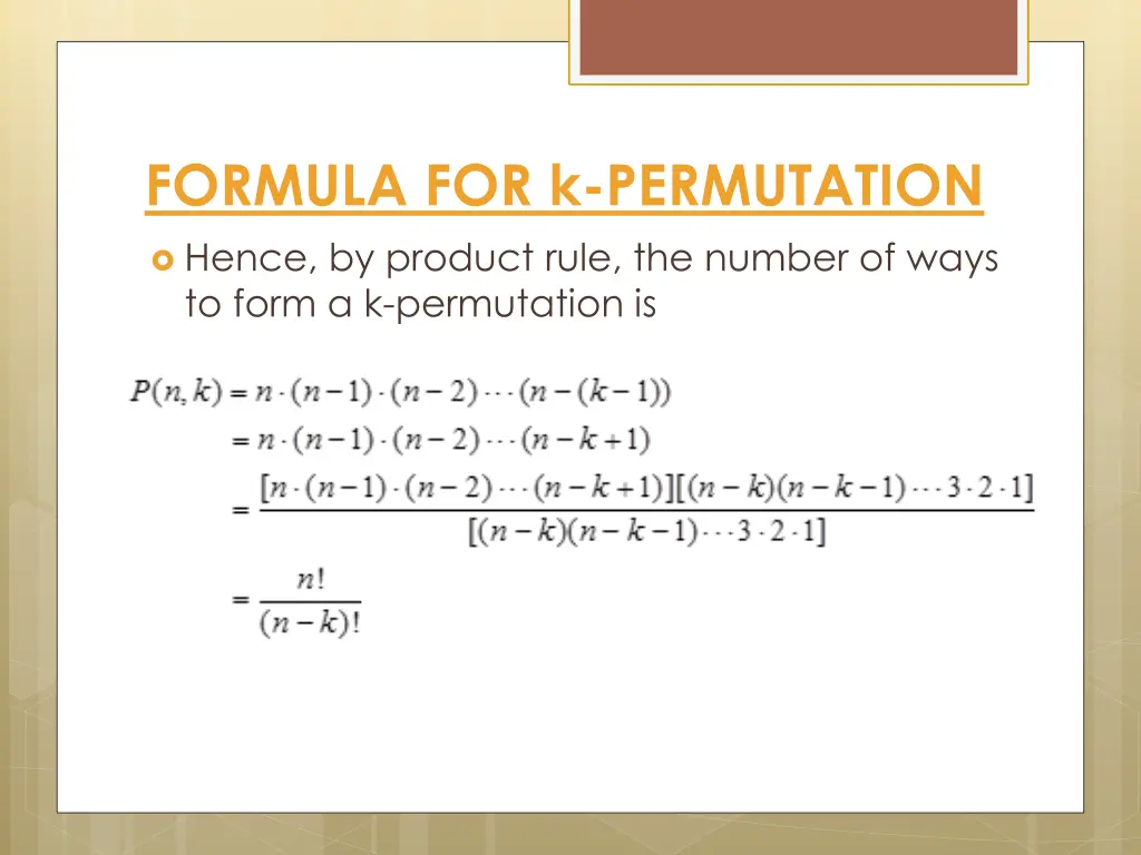 formula for k permutation 1
