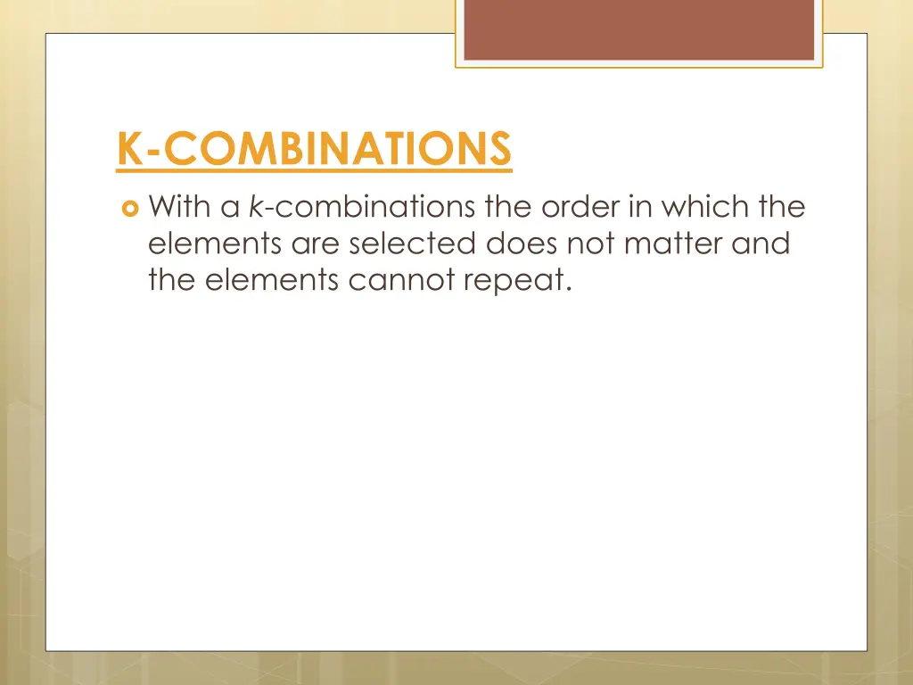 k combinations