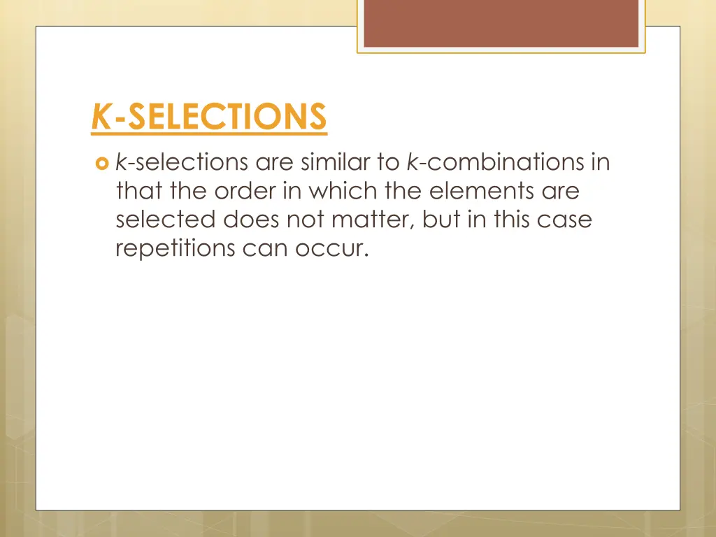 k selections