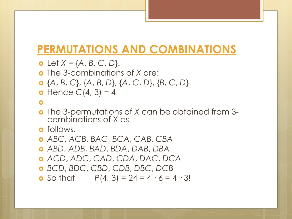 permutations and combinations