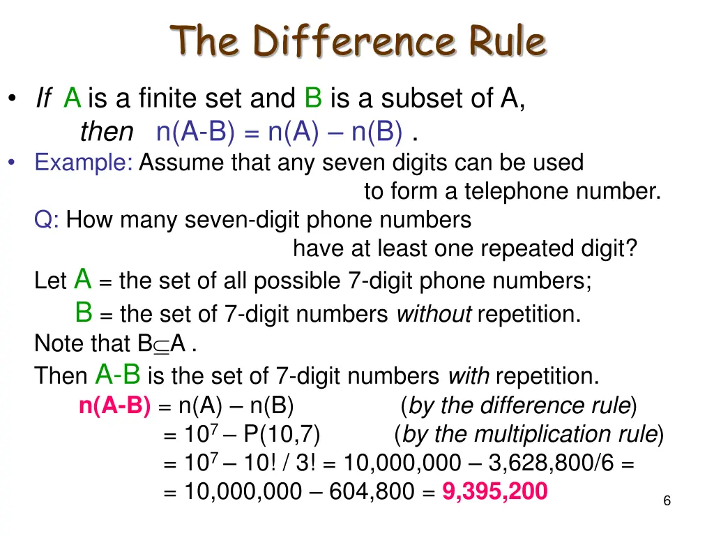 the difference rule