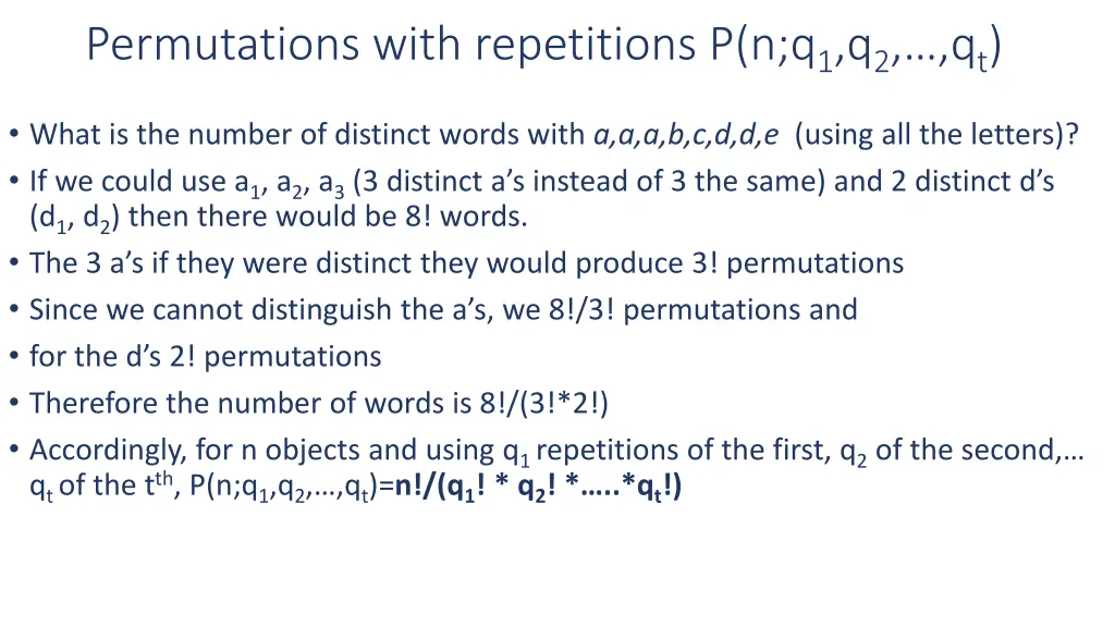 permutations with repetitions p n q 1 q 2 q t